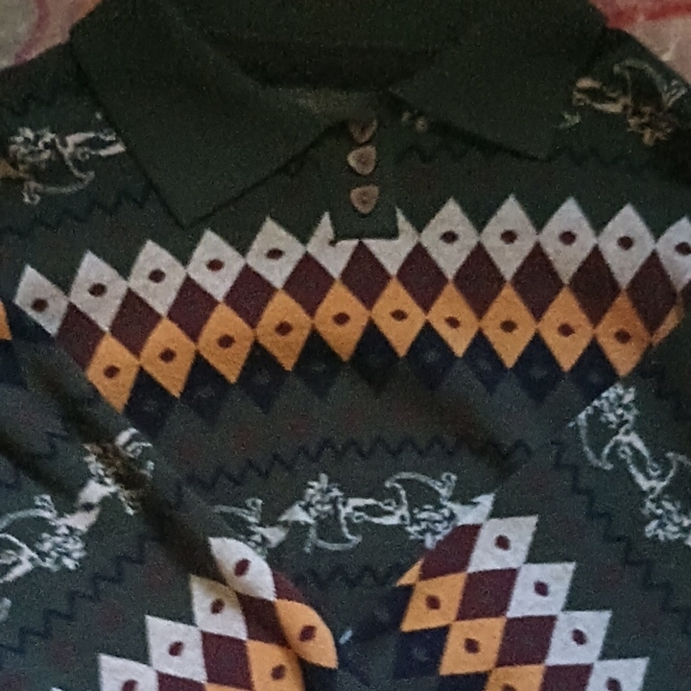 Women's Green Patterned Sweater